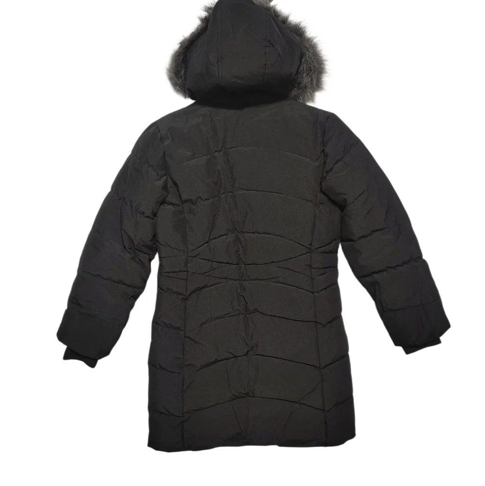 Wantdo Kids' Black Fleece-Lined Winter Parka Size 10-12 Black Faux Fur Hood